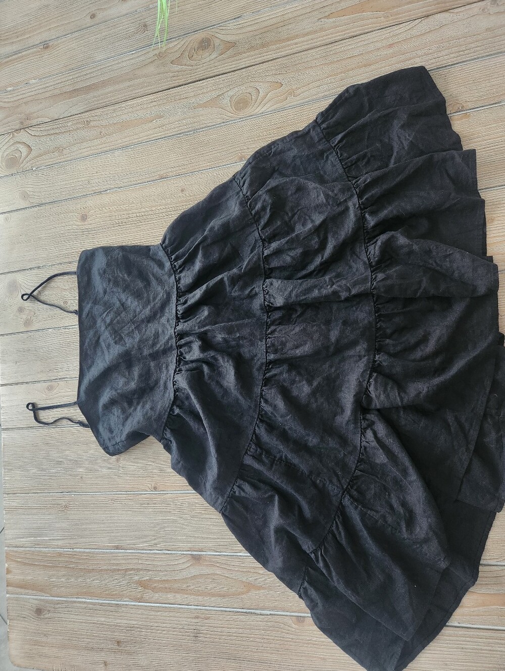 Banana Republic Black Tiered Linen-Look Mini Dress